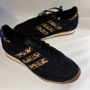 Adidas Black and Leopard Print Women's cowhide  Shoes